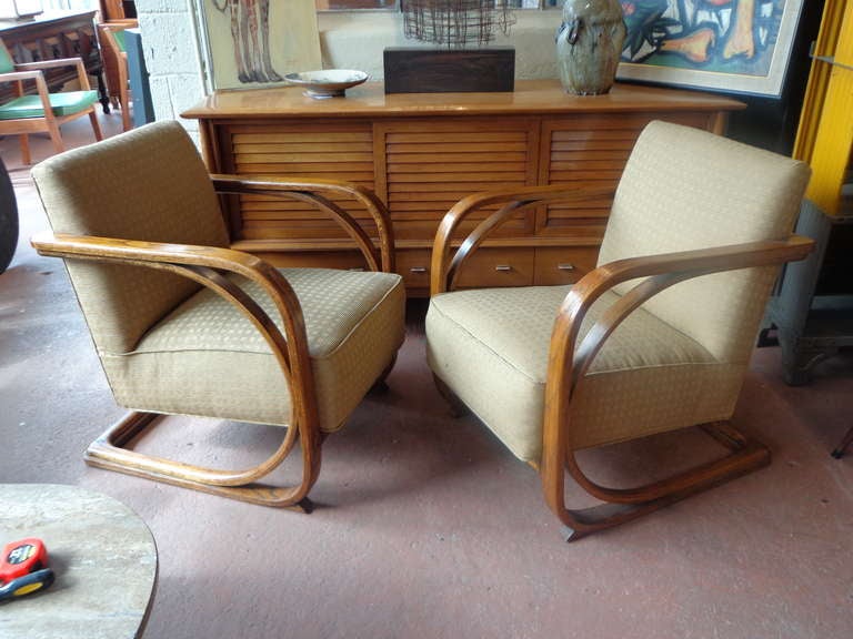 Unusual Bentwood Oak Sofa and Chairs