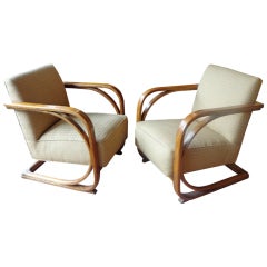 Unusual Bentwood Oak Sofa and Chairs