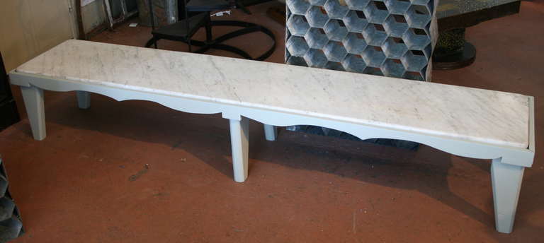 Mid-20th Century Marble and Swag Edge Long Bench or Table