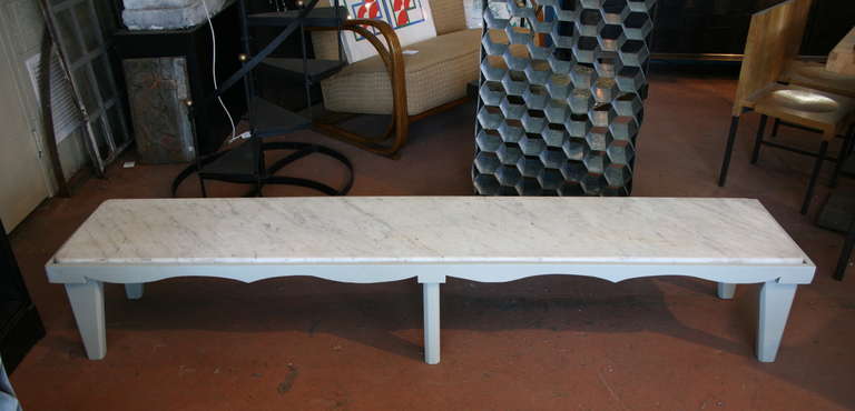 Marble and Swag Edge Long Bench or Table In Good Condition In Pound Ridge, NY