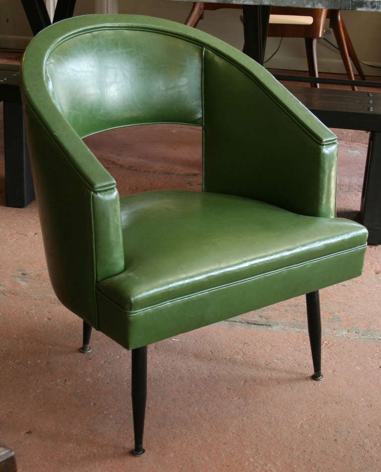 Pair Of Barrel Tub Chairs With Cutout Backs And Metal Legs at 1stDibs