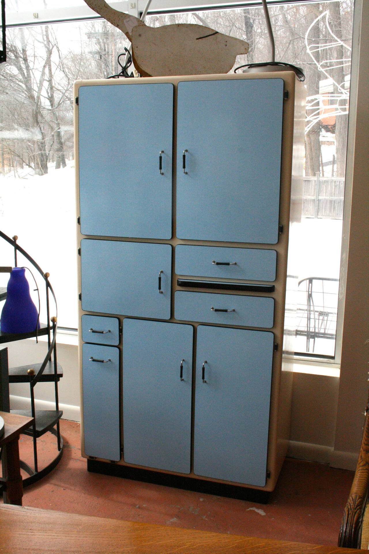 Bakelite 1950s French Kitchenette Ten-Door Cabinet
