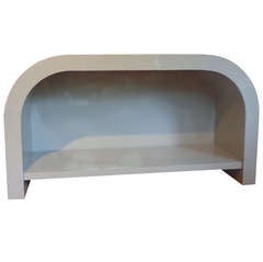 1970s Lacquered Laminate Waterfall Console with Lower Shelf