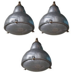 Belgian Factory Lights with Bronze Toggles and Original Glass