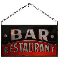 Vintage Double-Sided Glass Bar Restaurant Sign
