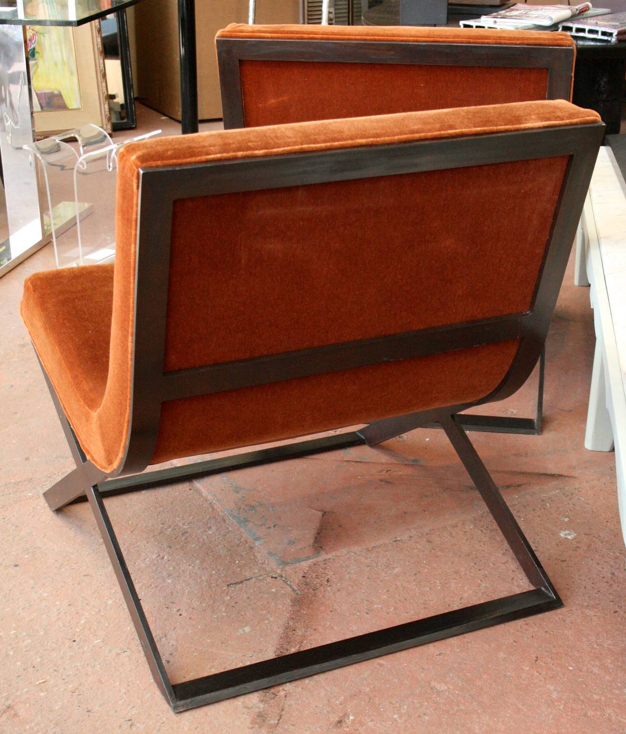 Mid-Century Modern Pair of Steel Slipper chairs