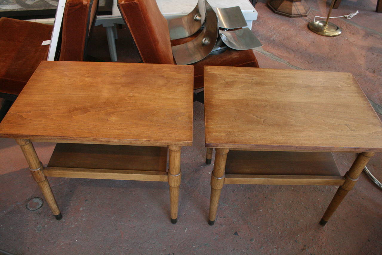 Pair of Drexel Walnut End Tables In Good Condition In Pound Ridge, NY