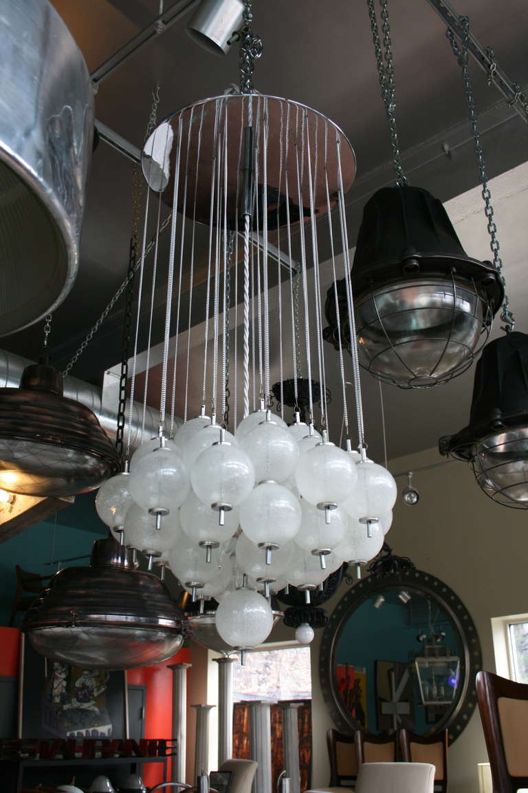 Italian Cascading Bubble Glass Ball Chandelier In Excellent Condition In Pound Ridge, NY