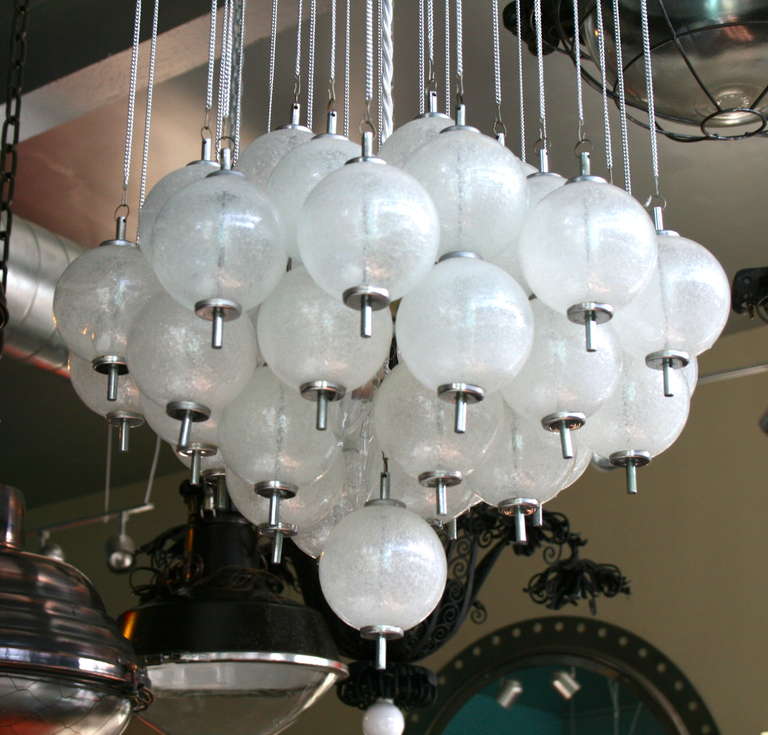 Mid-Century Modern Italian Cascading Bubble Glass Ball Chandelier
