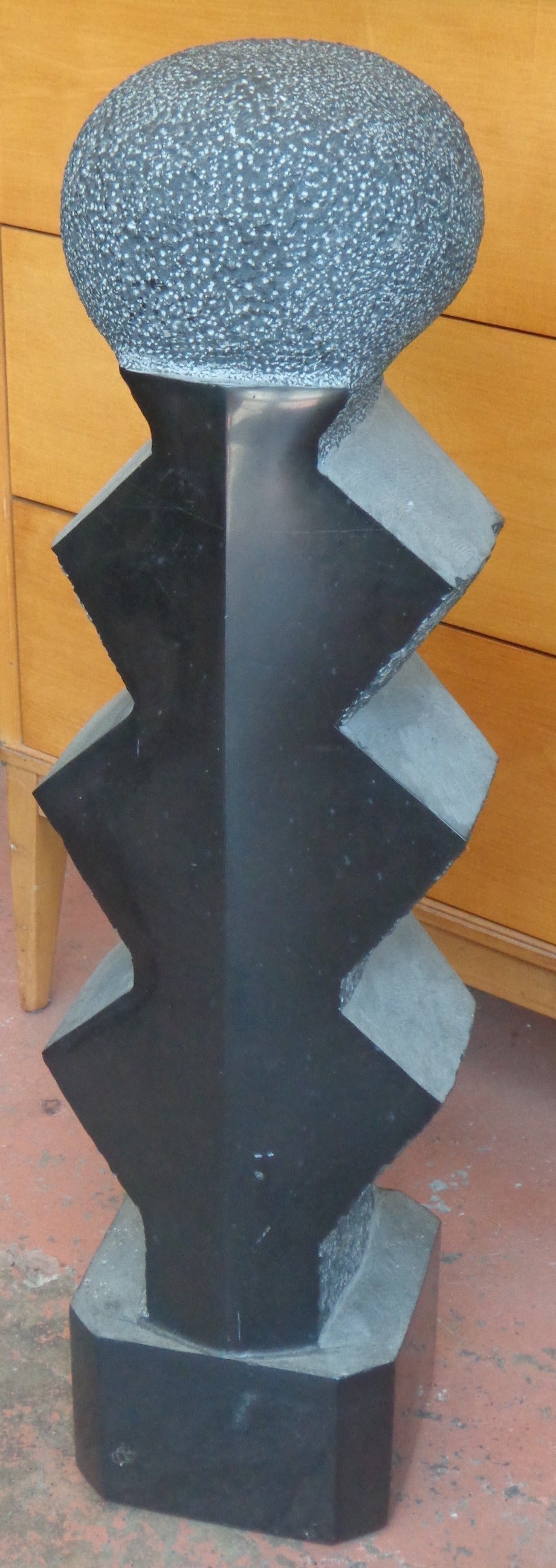 Mid-Century Modern Chiseled Granite Totem
