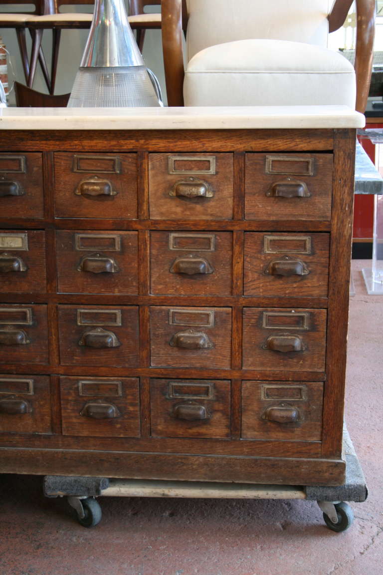 Mid-20th Century French Apothecary Cabinet with Fossil Marble Top