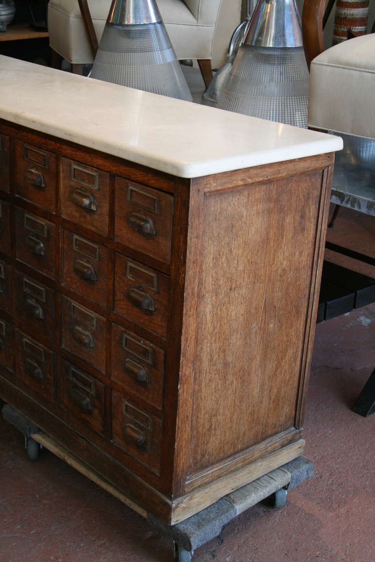 Wood French Apothecary Cabinet with Fossil Marble Top