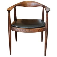 Oak Round Chair in the Style of Hans Wegner