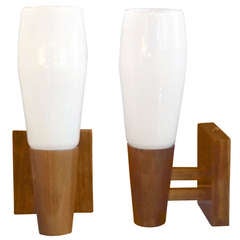 Custom glass and wood Theo Sconces