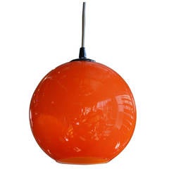 Pair of Italian Orange Glass Ball Pendants