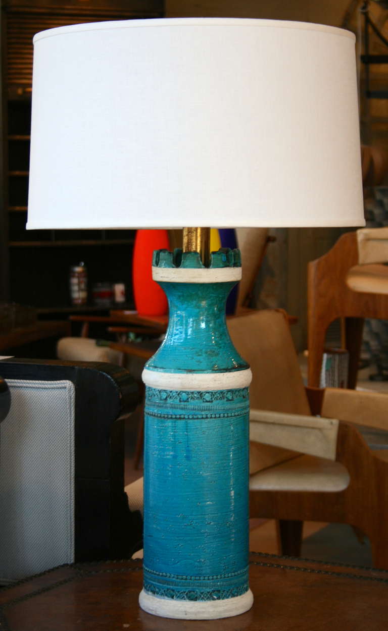Mid-Century Modern Turquoise Bitossi Lamp