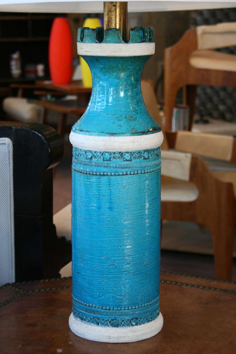 Italian Turquoise Bitossi Lamp