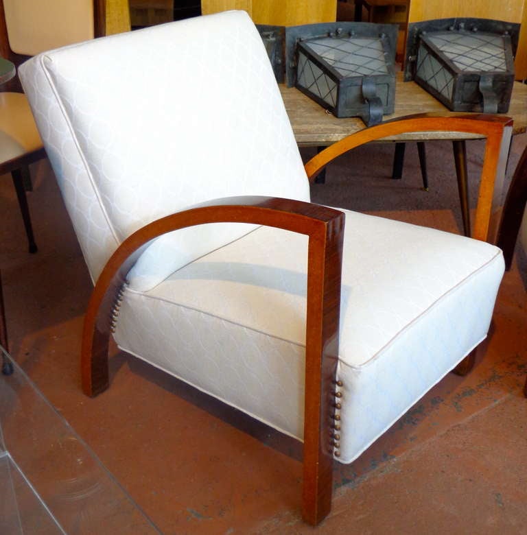 Art Deco Rosewood And Burled Maple Armchairs