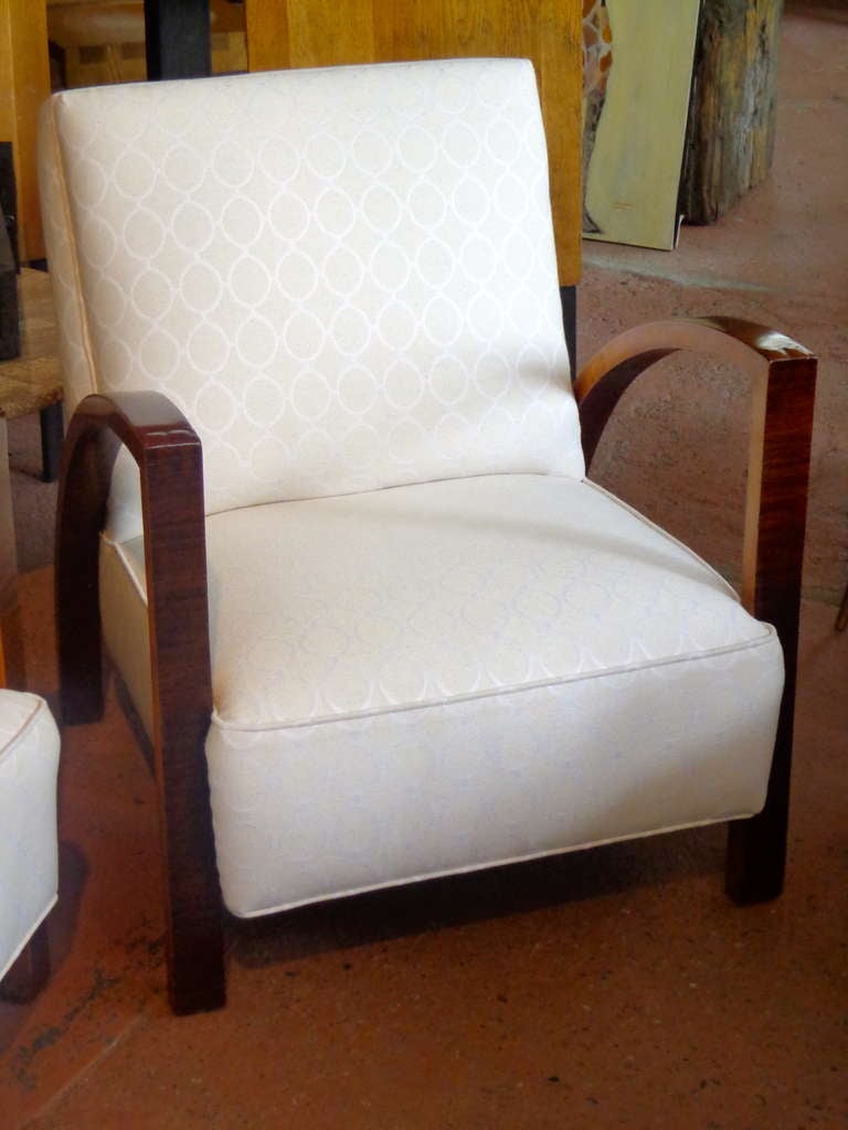 Rosewood And Burled Maple Armchairs In Good Condition In Pound Ridge, NY