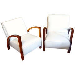 Rosewood And Burled Maple Armchairs