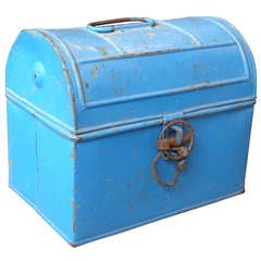 Vintage French Blue Lunch Pail From Provence