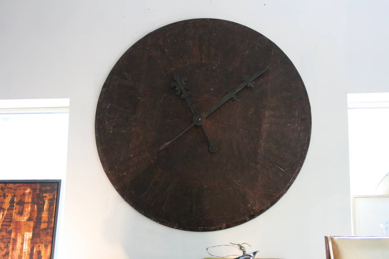 19th Century French Metal Clock Face with Original Hands