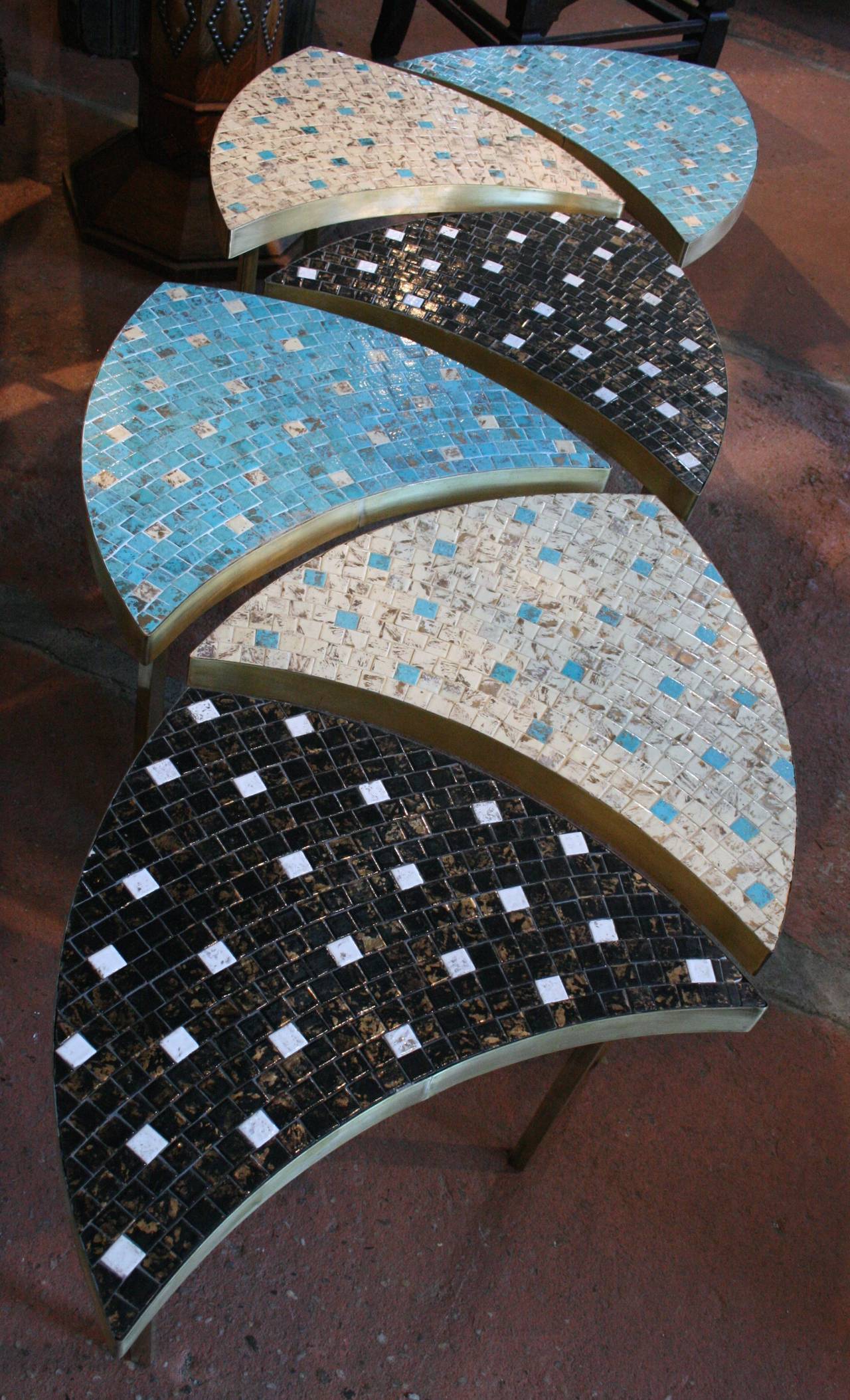Mid-Century Modern Playful Set of Italian Mosaic Tile Tables