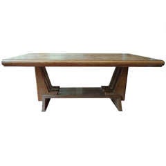 French Modernist Cerused Oak Table