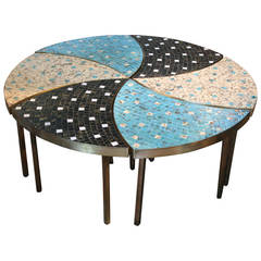 Playful Set of Italian Mosaic Tile Tables