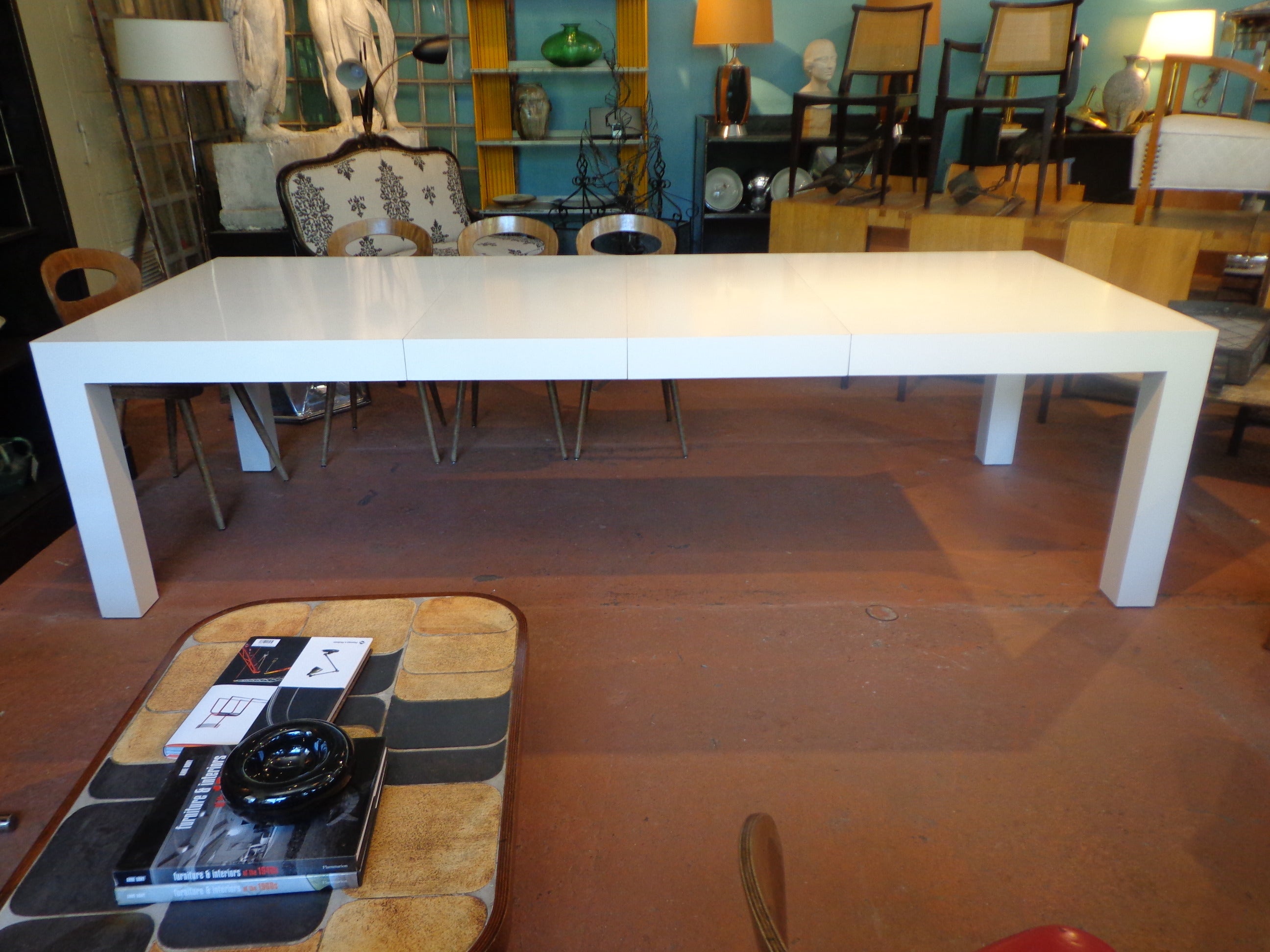 Substantial White Parsons Dining Table