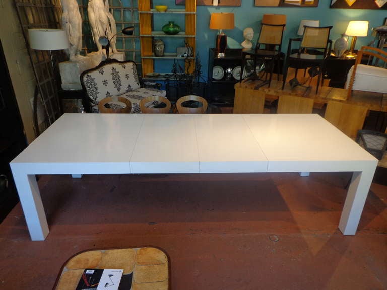 Mid-Century Modern Substantial White Parsons Dining Table