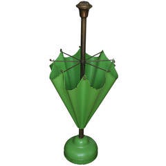 Green Tole Brass Umbrella Stand