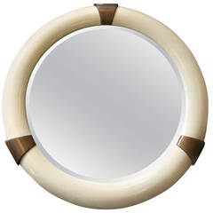 Karl Springer Style Large Lacquered Round Mirror