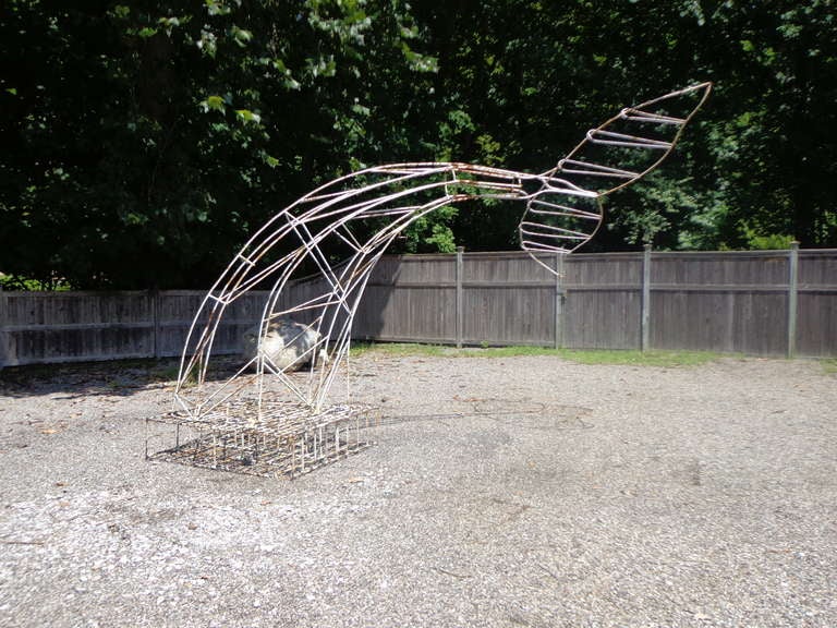 metal whale sculpture