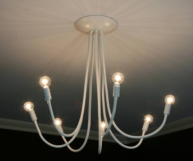 Contemporary Meander Chandelier in White