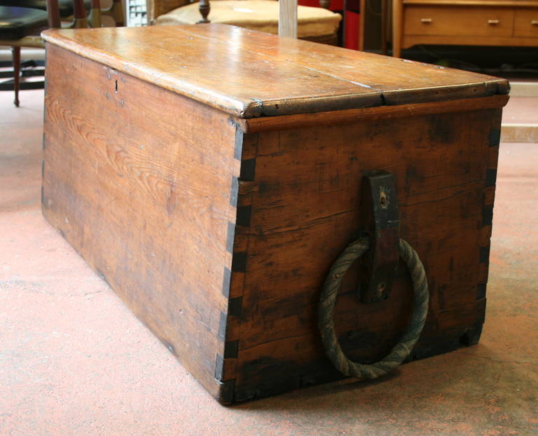 American Wood Seaman's Trunk with Rope Handles