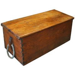 Wood Seaman's Trunk with Rope Handles