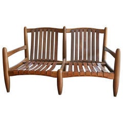 Brazilian Sofa in Teak with Leather Straps, 1970s