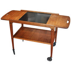 Vintage Danish Teak Serving Cart by Kindt-Larsen