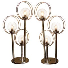 Pair Of Large Modernist Globe Lamps