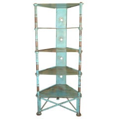 Used Aquamarine Steel Corner Shelving