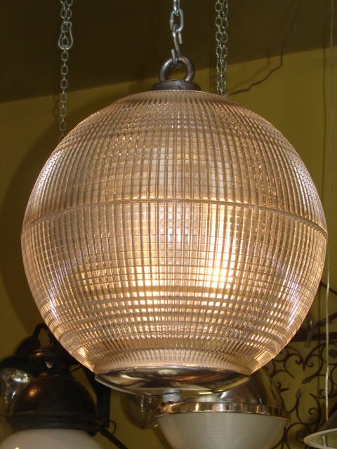 French Large Holophane Glass Globe Ball light