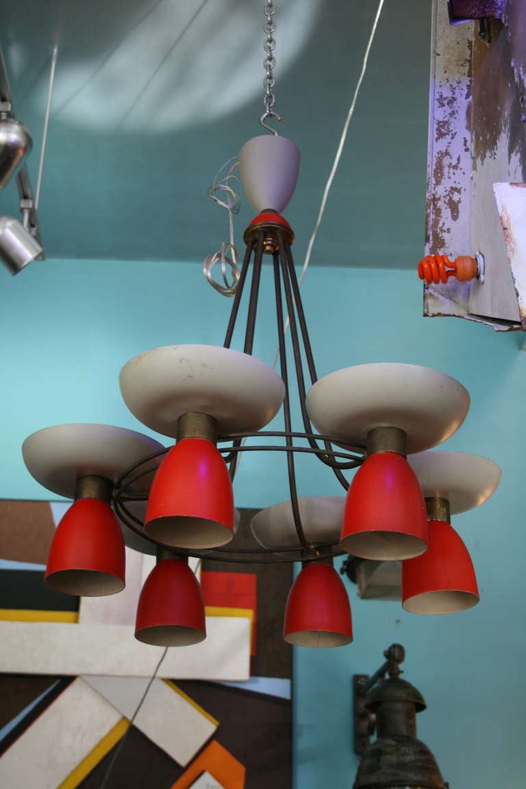 Italian brass and tole chandelier