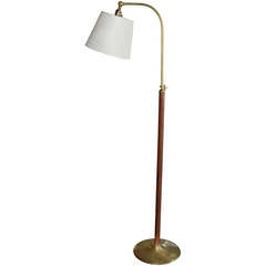 Adnet Leather and Brass Floor lamp