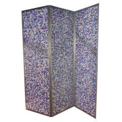 Three panel aluminium screen with glass marbles
