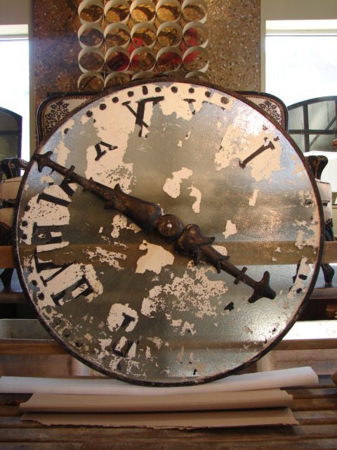 French Large glass clockface