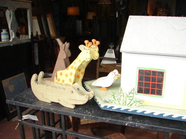 American Large mid century hand crafted Noah's Ark