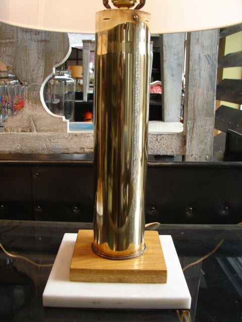 Pair Of Brass Artillery Shell Column Lamps 2