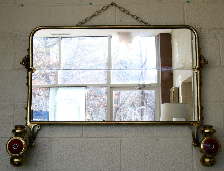 Early brass Model T Ford window and lights mirror