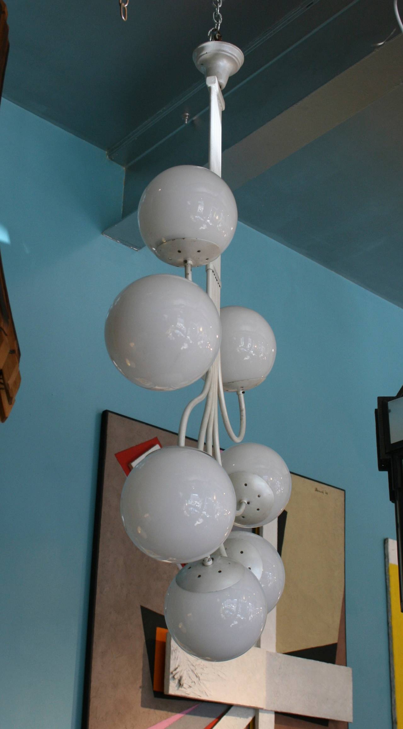 Mid-Century Modern Italian Glass Sphere Chandelier by Gino Sarfatti